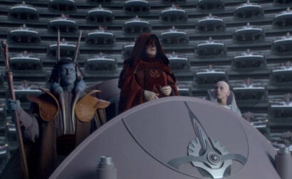 El Emperador Palpite dando su discurso en el Episodio III de Star Wars