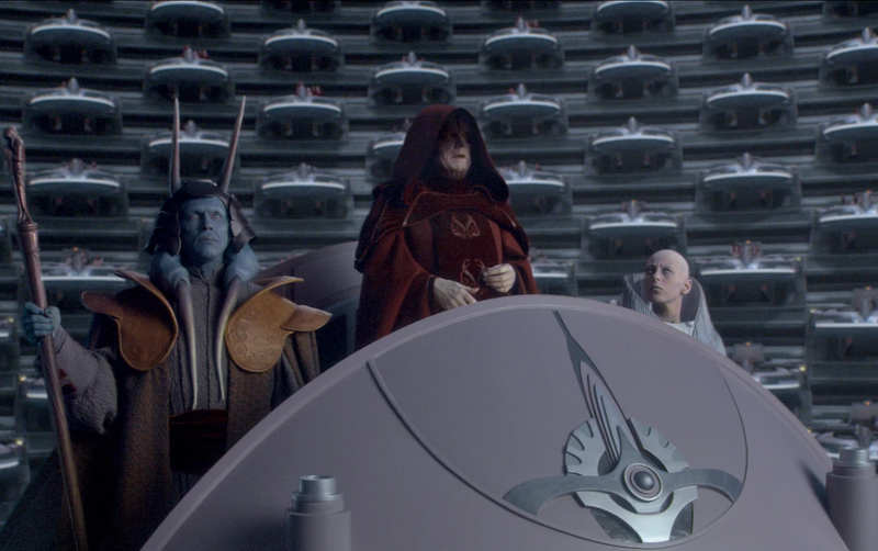 El Emperador Palpite dando su discurso en el Episodio III de Star Wars